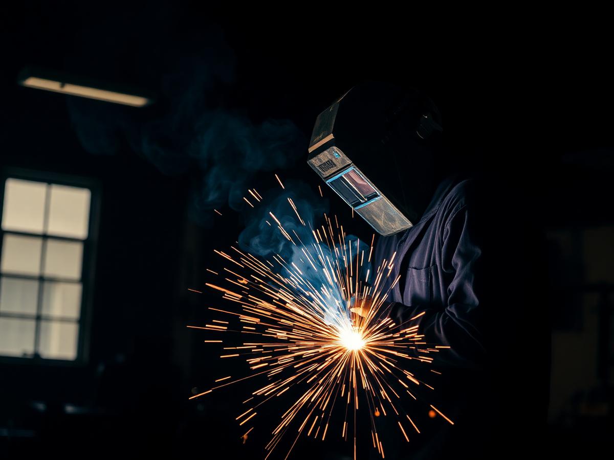 Welder working in a fabrication shop